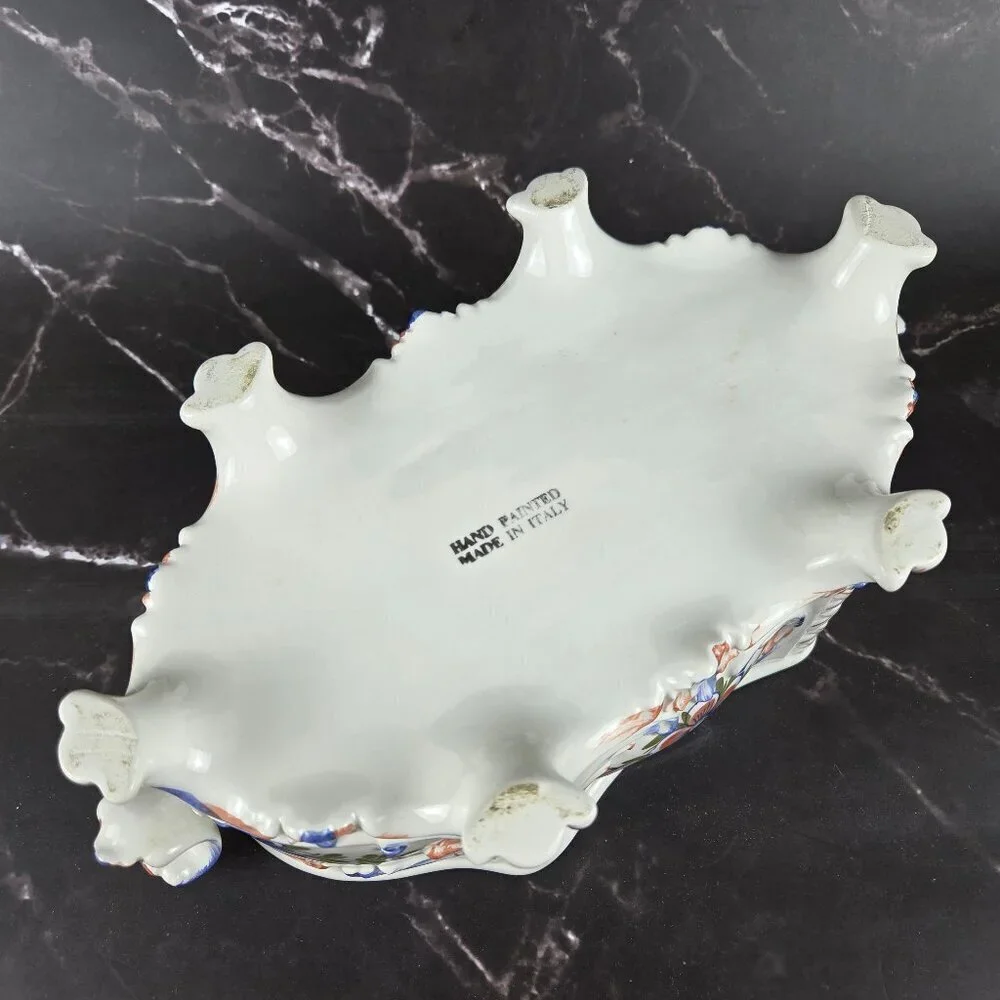 Hand Painted Ceramic Ceramiche Leonardo Italian Lidded Compote Bowl Floral NWT - Picture 16 of 16